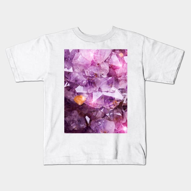 Purple Amethyst Crystal Print Kids T-Shirt by NewburyBoutique